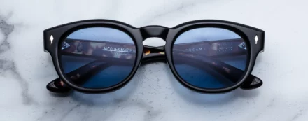 Suglasses Model Dr.Dream in Color Noir with Cerulean lenses from Jacques Marie Mage's exclusive John & Yoko collection