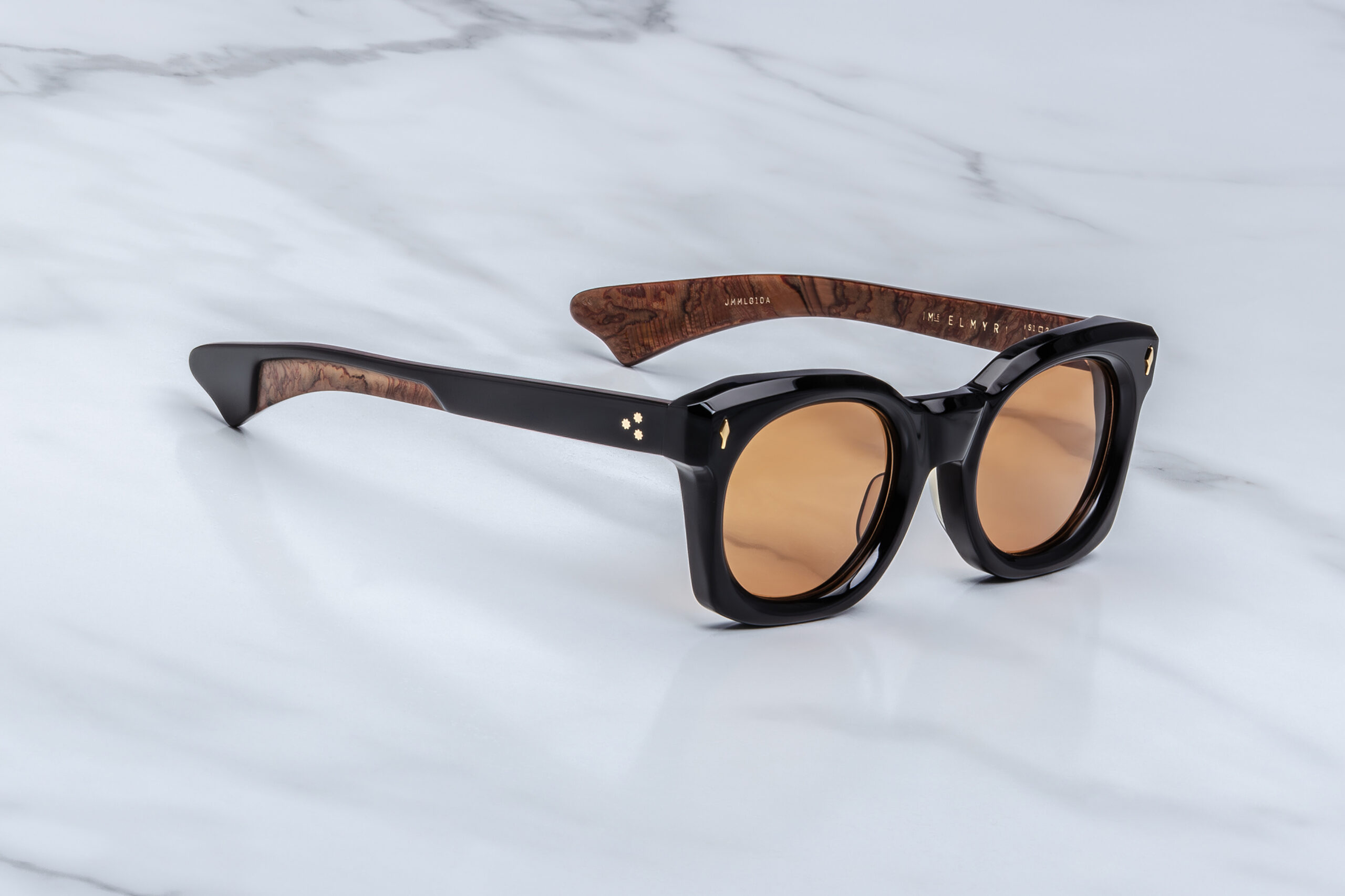 Sunglasses Model Elmyr in Noir X with Orange lenses from Jacques Marie Mage