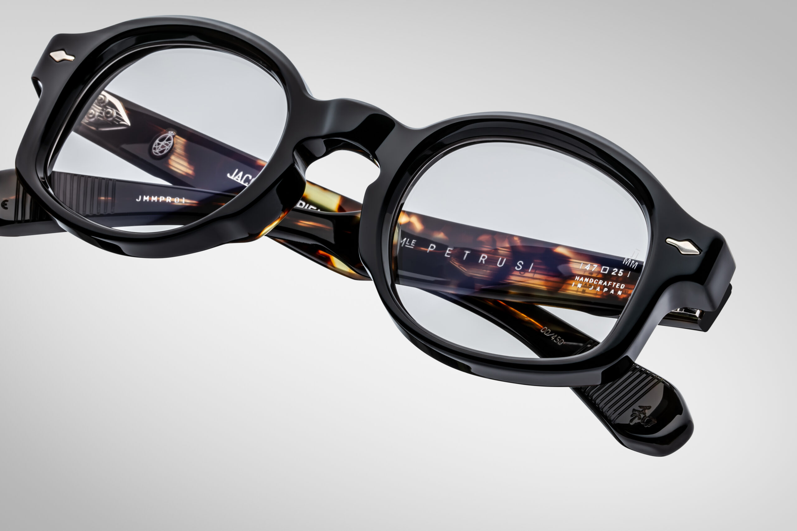 Optical Frame Model Petrus in Color Noir with Superlight Grey lenses from Jacques Marie Mage