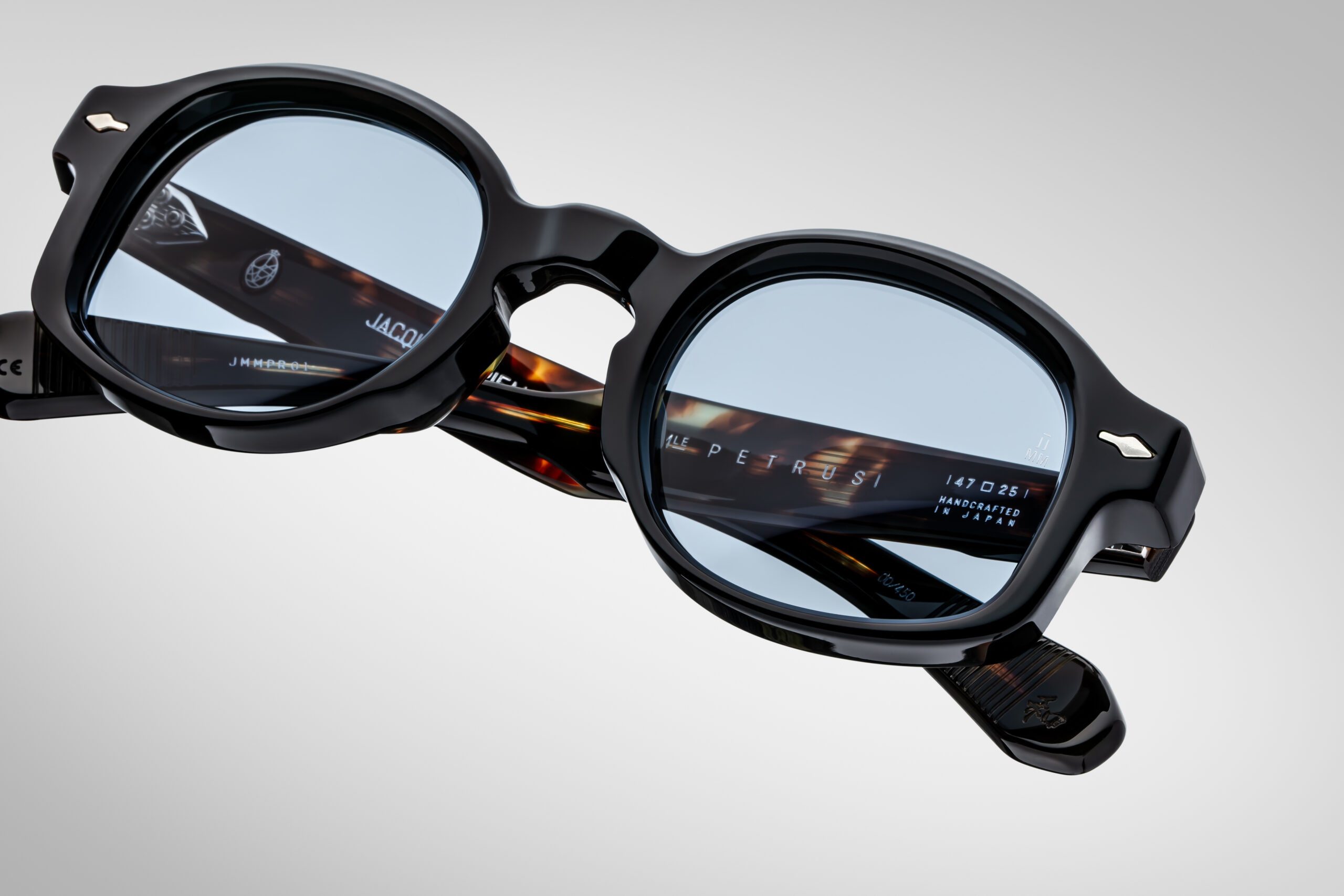 Sunglasses Model Petrus in Color Noir with Cerulean lenses from Jacques Marie Mage