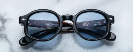 Sunglasses Model Petrus in Color Noir with Cerulean lenses from Jacques Marie Mage