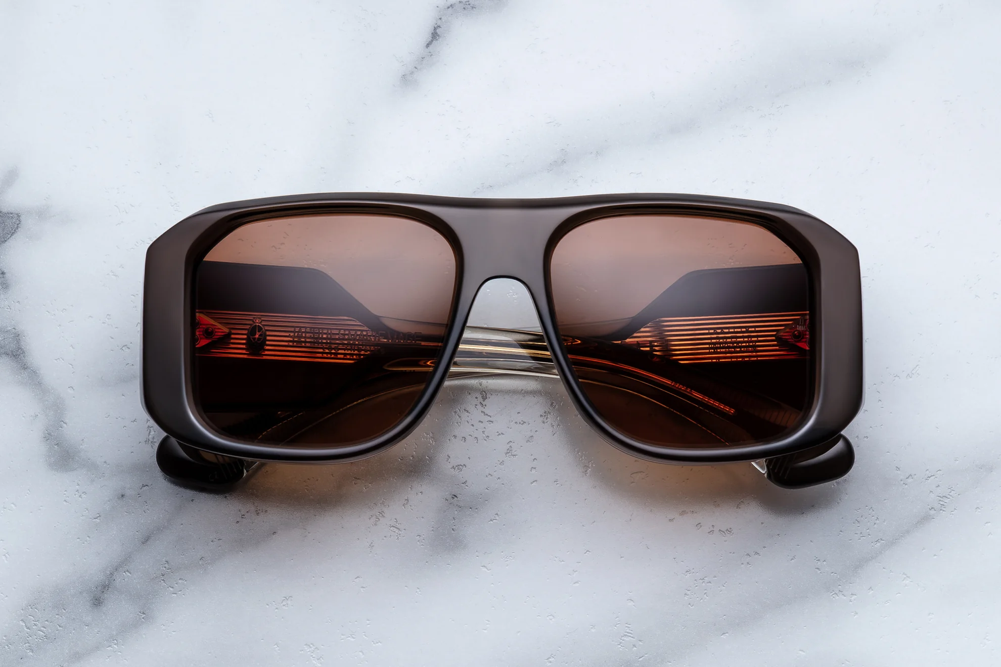 Sunglasses Model Alfie in Color London with Dark orange gradient lenses from Jacques Marie Mage