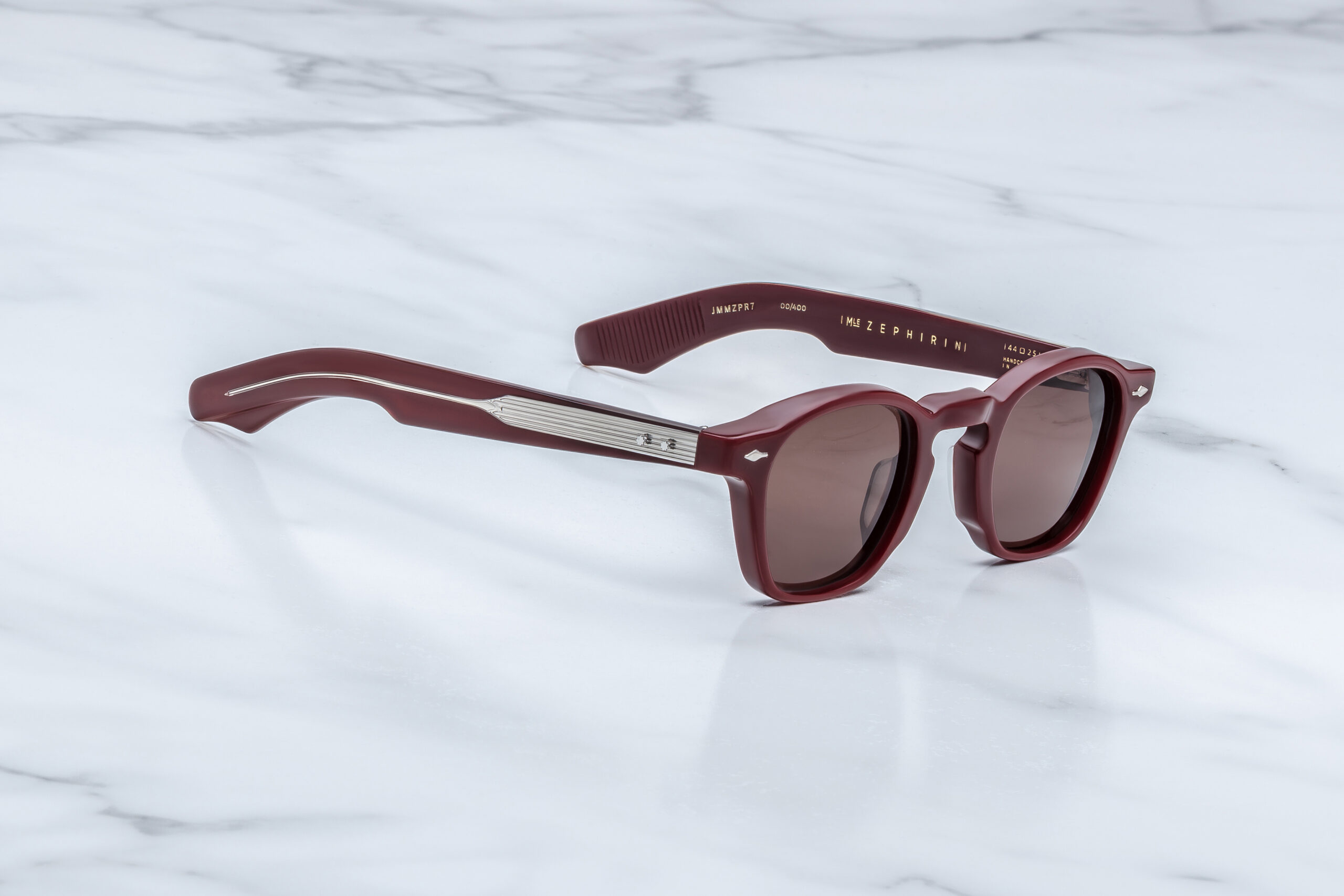 Sunglasses Model Zephirin in color Bordeaux Empire with deep brown lenses from Jacques Marie Mage