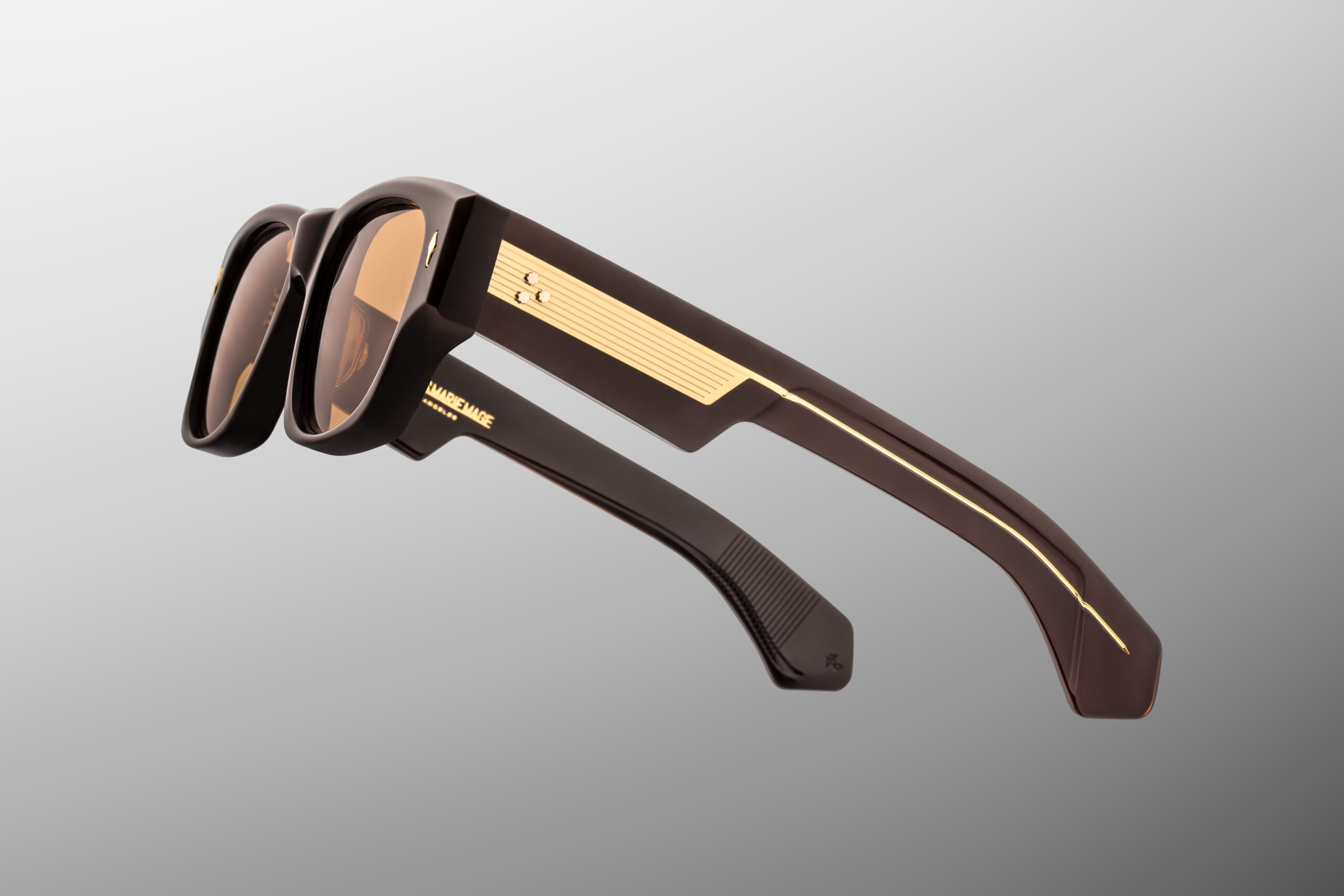 Sunglasses Model Dino in color Walnut with Orange lenses from Jacques Marie Mage