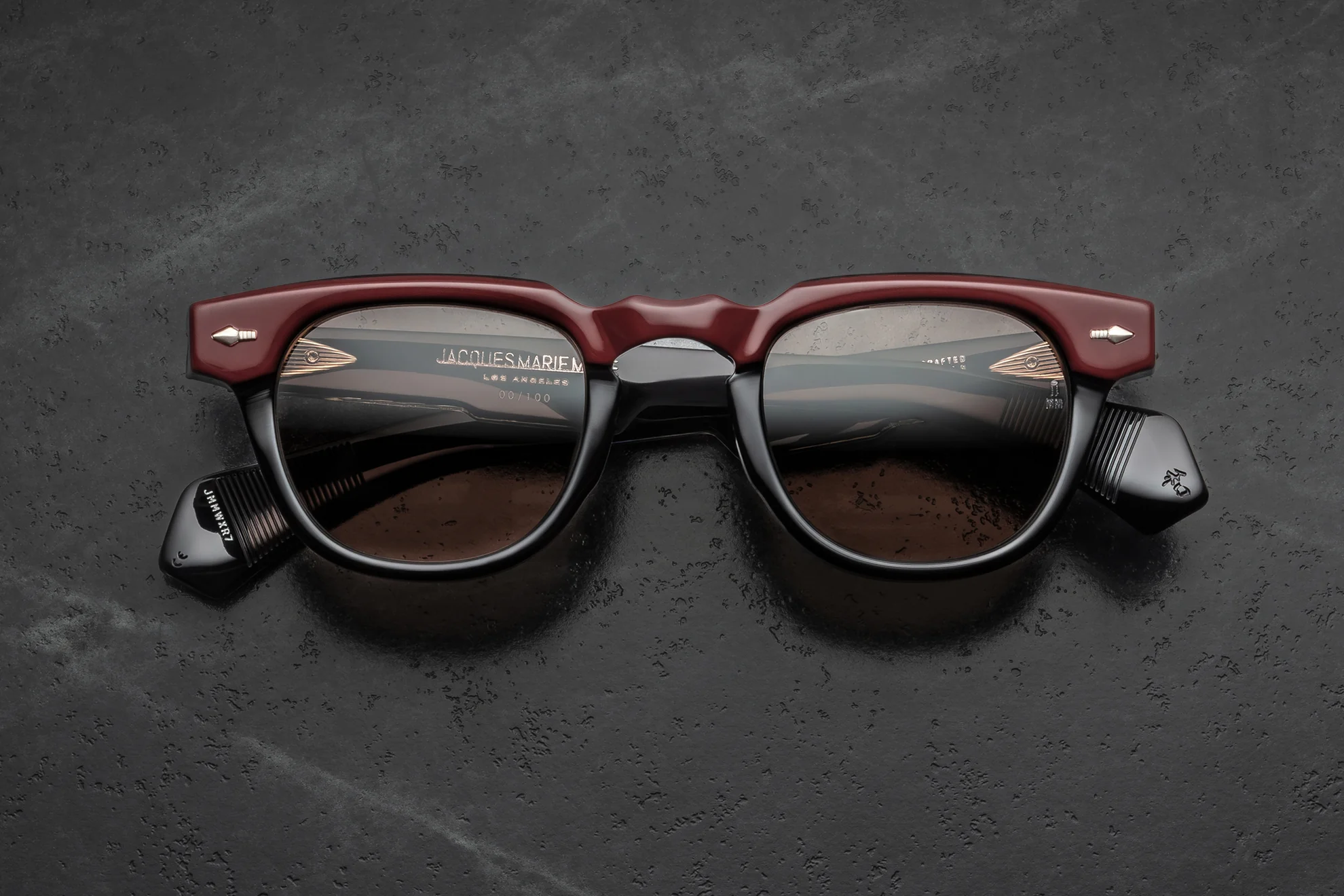 Sunglasses Model Wahkan in color Bordeaux Empire with Clay lenses from Jacques Marie Mage's Last frontier collection