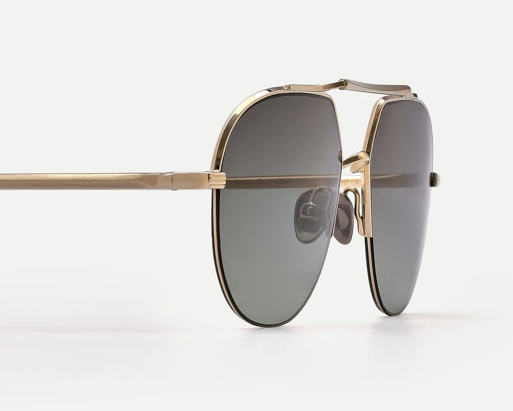 Sunglasses Model Archives in Color Grey Gold with Green Gradient lenses from Ahlem
