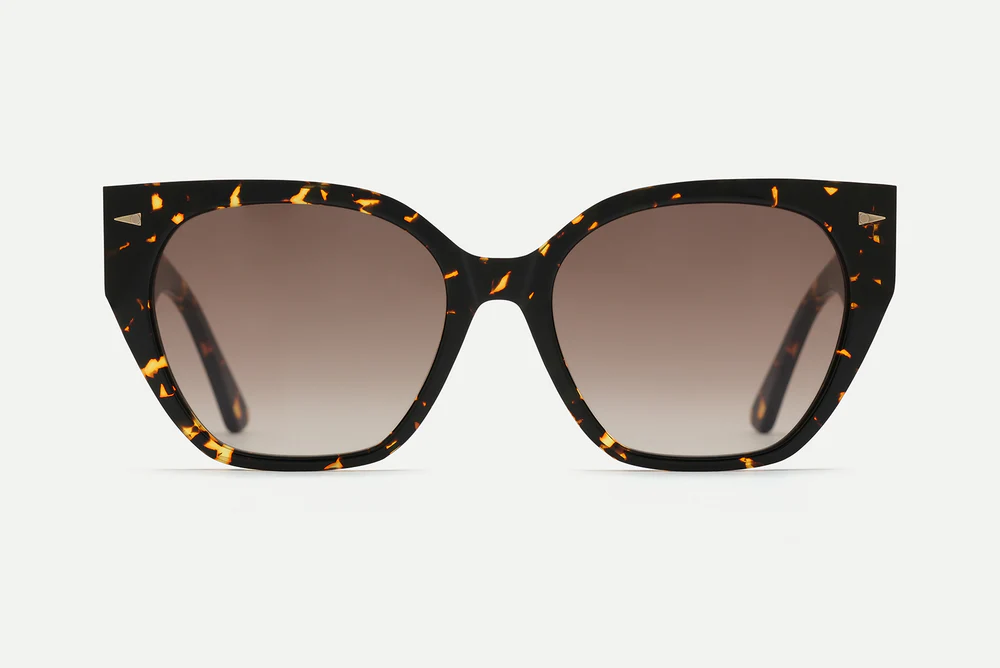 Sunglasses Model Marguerite in Color Yellow Turtle with Smoke Gradient lenses from Ahlem