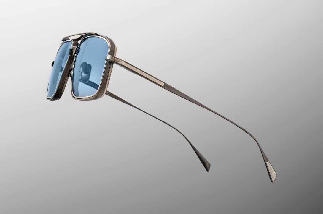 Sunglasses Model Earl in Color Antique Silver with Blue Gradient lenses from Jacques Marie Mage