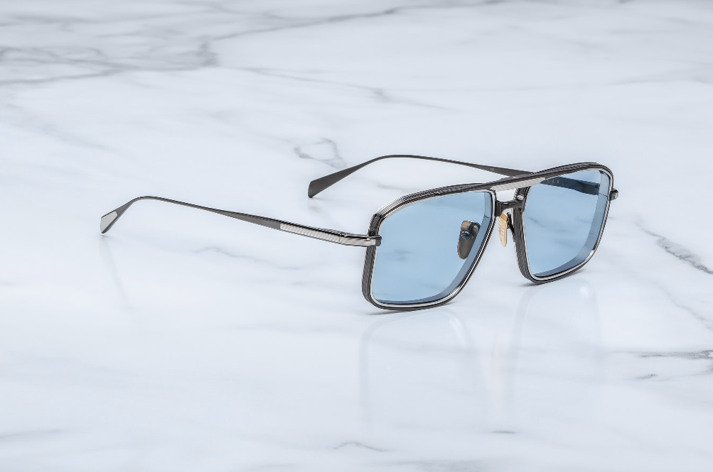 Sunglasses Model Earl in Color Antique Silver with Blue Gradient lenses from Jacques Marie Mage