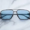 Sunglasses Model Earl in Color Antique Silver with Blue Gradient lenses from Jacques Marie Mage