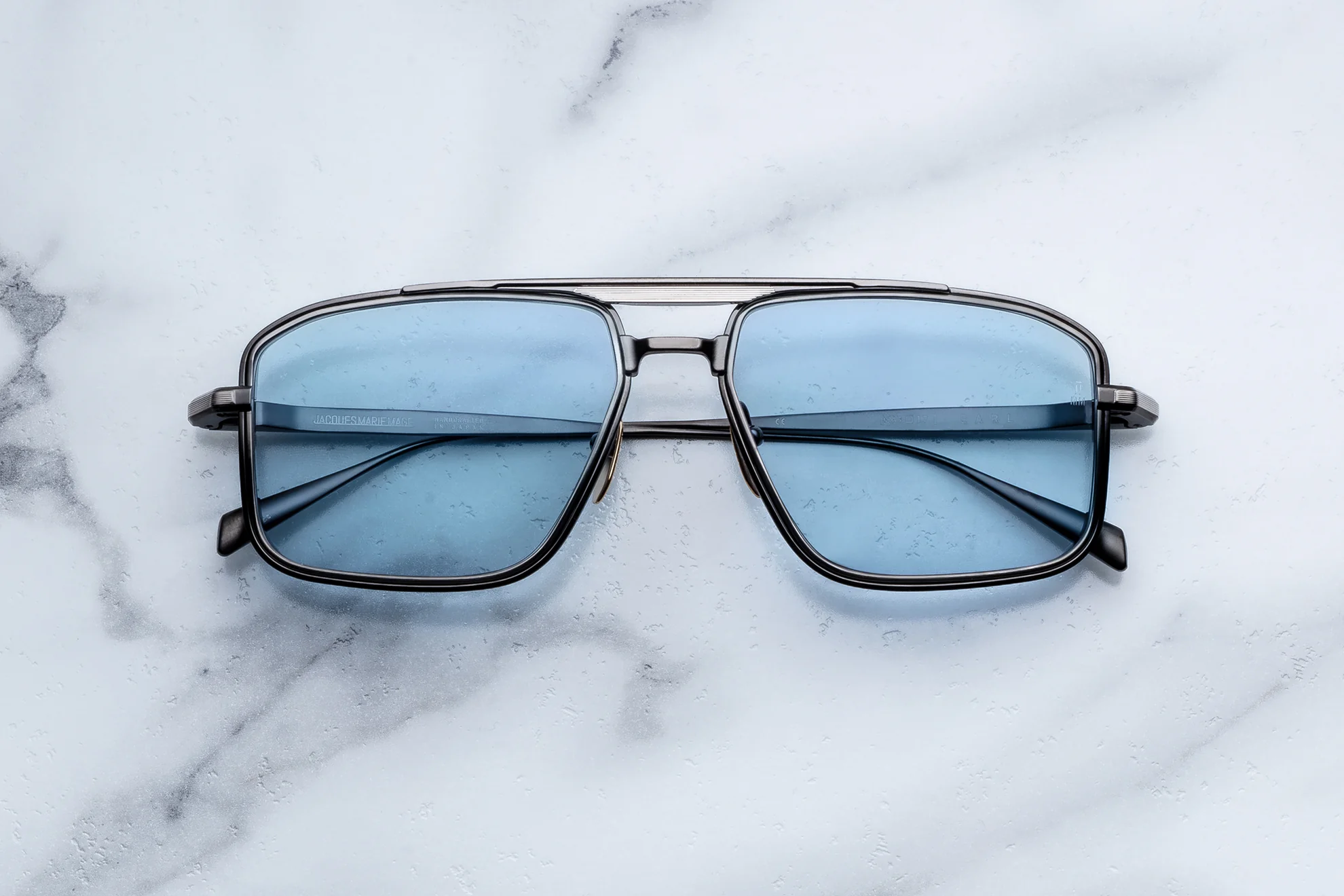 Sunglasses Model Earl in Color Antique Silver with Blue Gradient lenses from Jacques Marie Mage