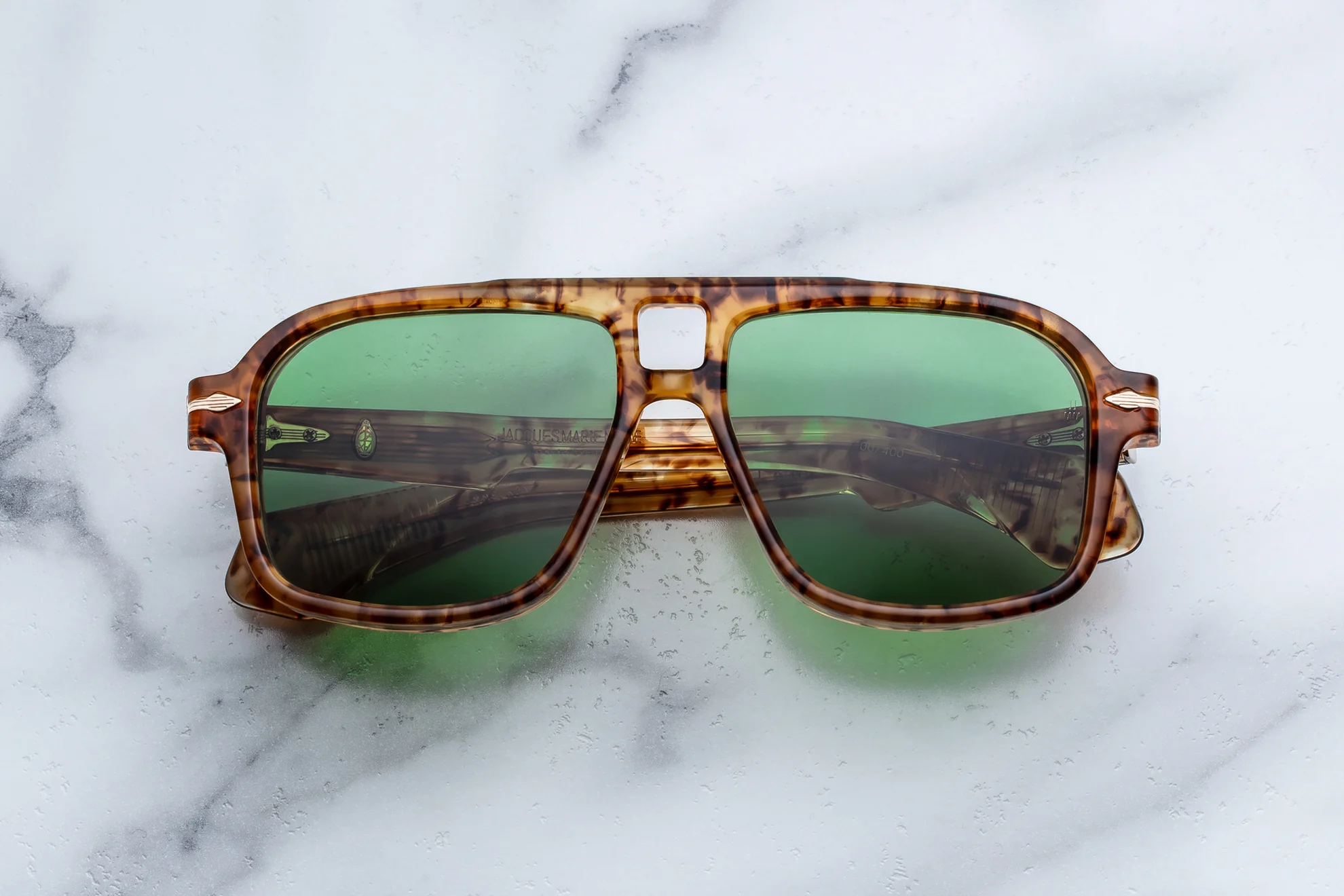 Sunglasses Model Elkhart in Color Vintage Tortoise with Vintage Green lenses from Jacques Marie Mage