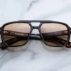 Sunglasses Model Evans in Color Noir 15 With Brass gradient lenses from Jacques Marie Mage