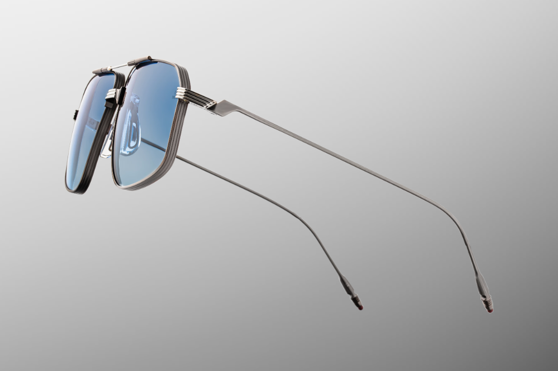 Sunglasses Model Jagger in Color Antique Silver with Blue Gradient lenses from Jacques Marie Mage