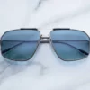 Sunglasses Model Jagger in Color Antique Silver with Blue Gradient lenses from Jacques Marie Mage