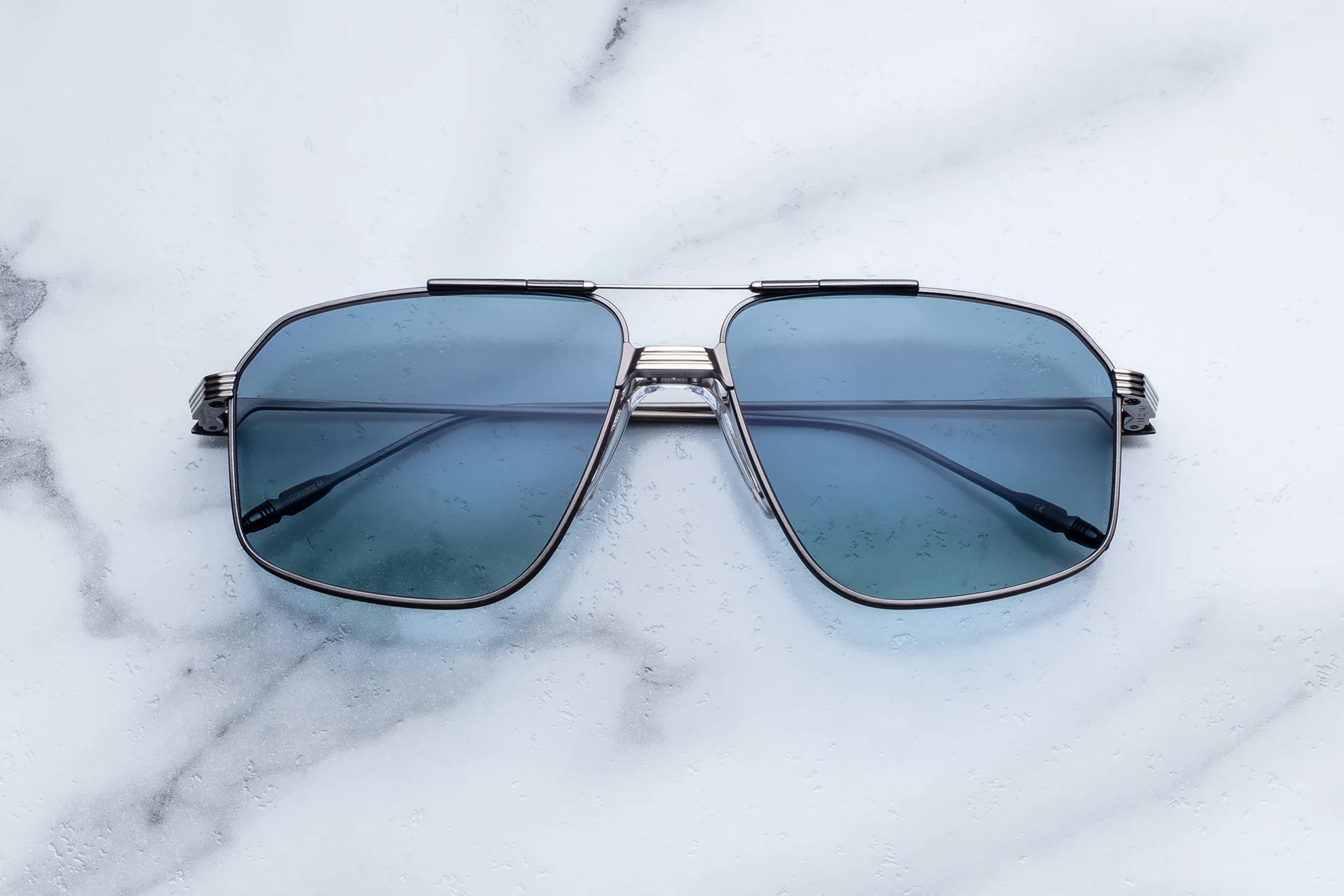 Sunglasses Model Jagger in Color Antique Silver with Blue Gradient lenses from Jacques Marie Mage