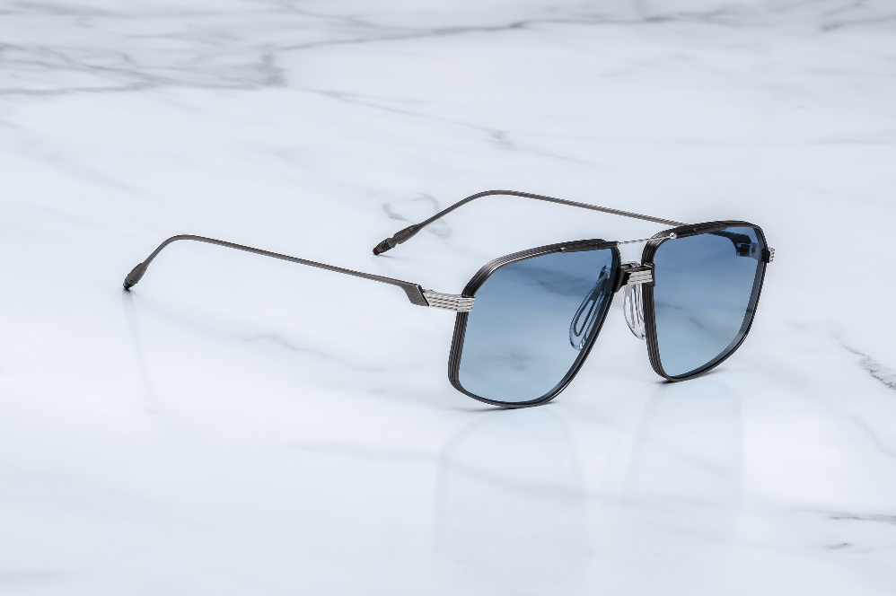 Sunglasses Model Jagger in Color Antique Silver with Blue Gradient lenses from Jacques Marie Mage