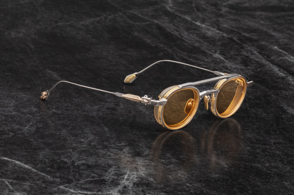 Sunglasses Model Livingston in Color Electrum with Dandelion lenses from Jacques Marie Mage's Last Frontier special collection