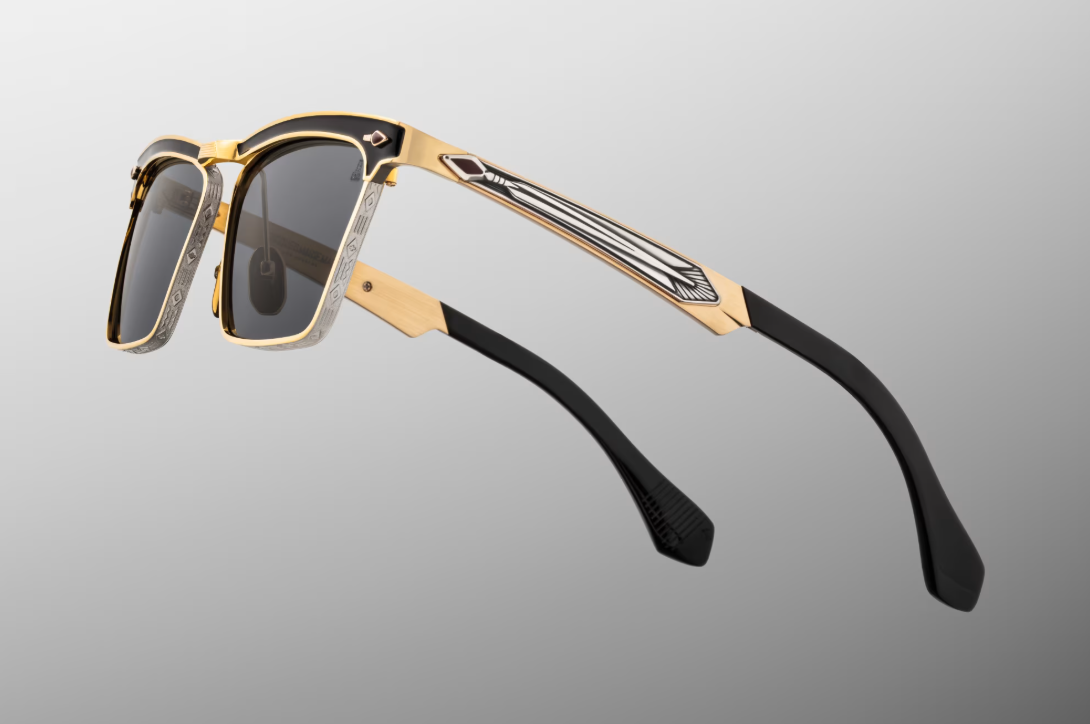 Sunglasses Model Miles-City in Color Gold with Gray lenses from Jacques Marie Mage's Last Frontier Special collection