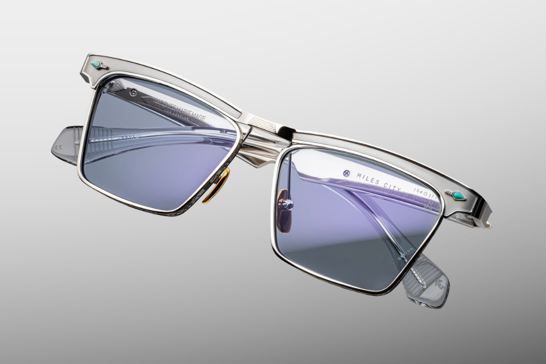 Sunglasses Model Miles-City in Color Silver with Serene Blue lenses from Jacques Marie Mage's Last Frontier Special collection