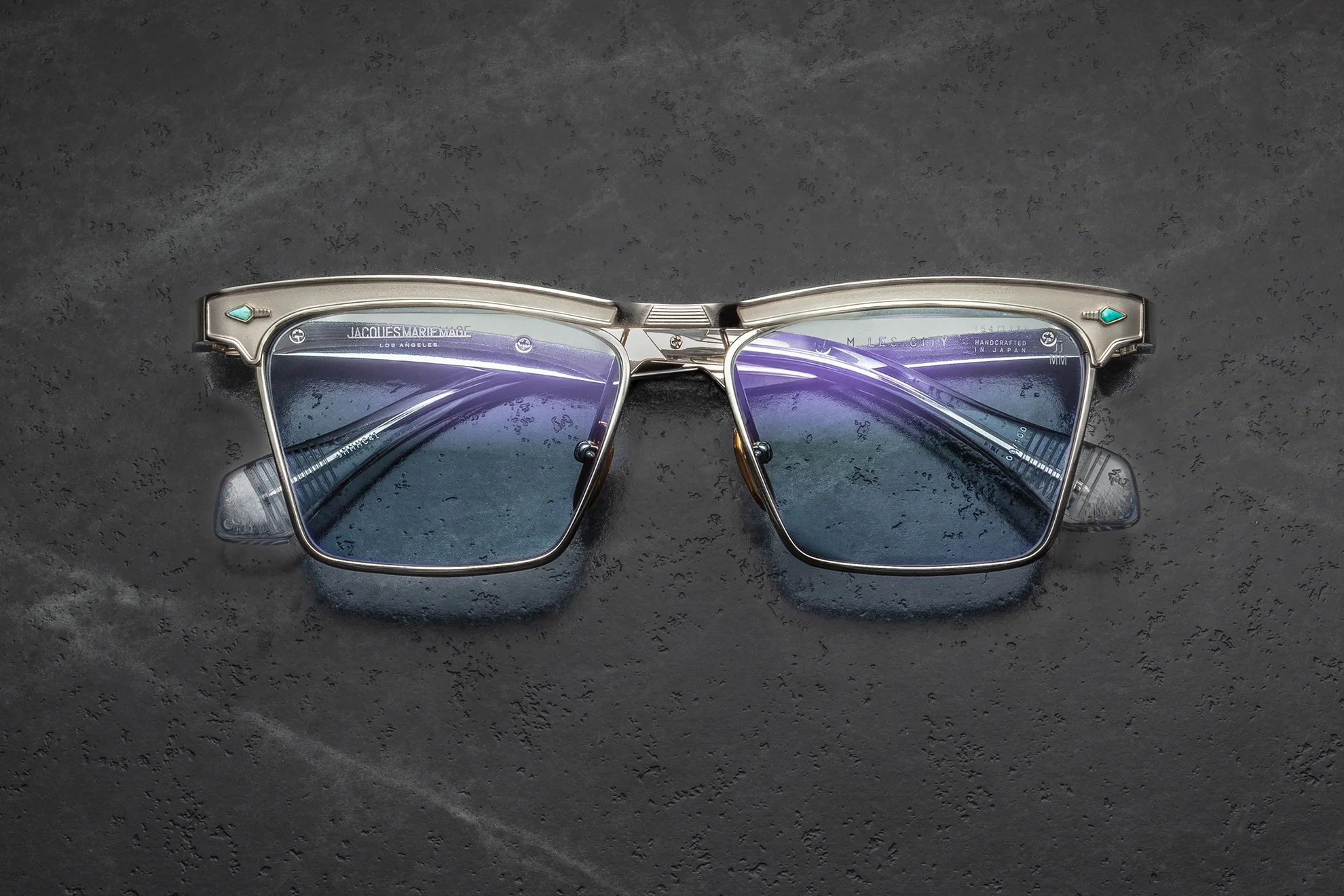 Sunglasses Model Miles-City in Color Silver with Serene Blue lenses from Jacques Marie Mage's Last Frontier Special collection