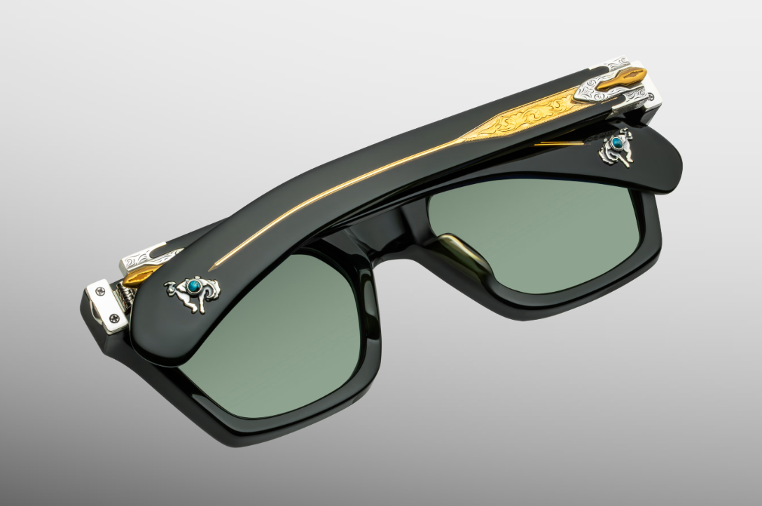 Sunglasses Model Sterett in Color Viper with Tarragon lenses from Jacques Marie Mage's Last Frontier Special collection