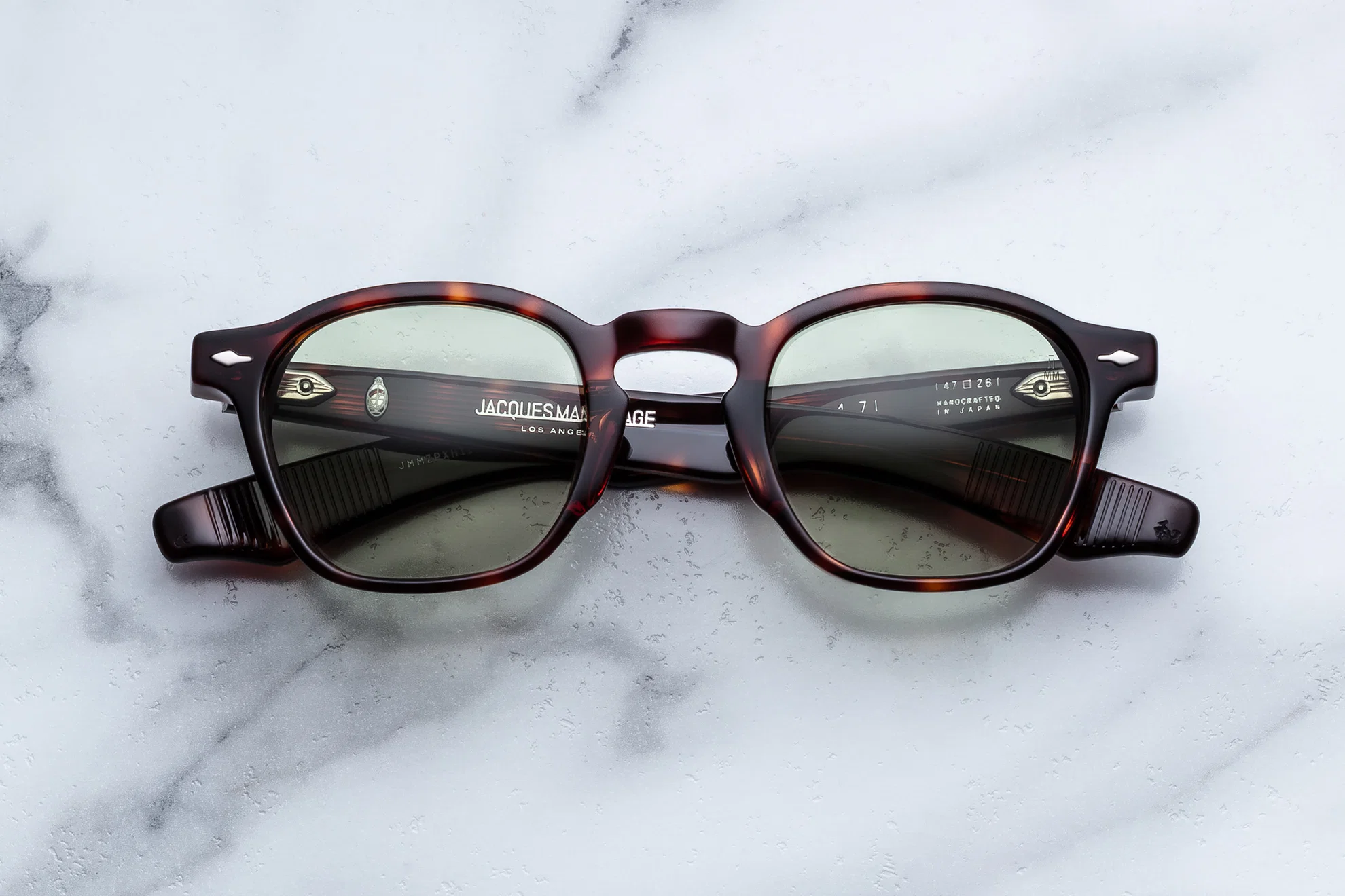 Sunglasses Model Zephirin 47 in Color Tenace with Light Bottle Green lenses from Jacques Marie Mage