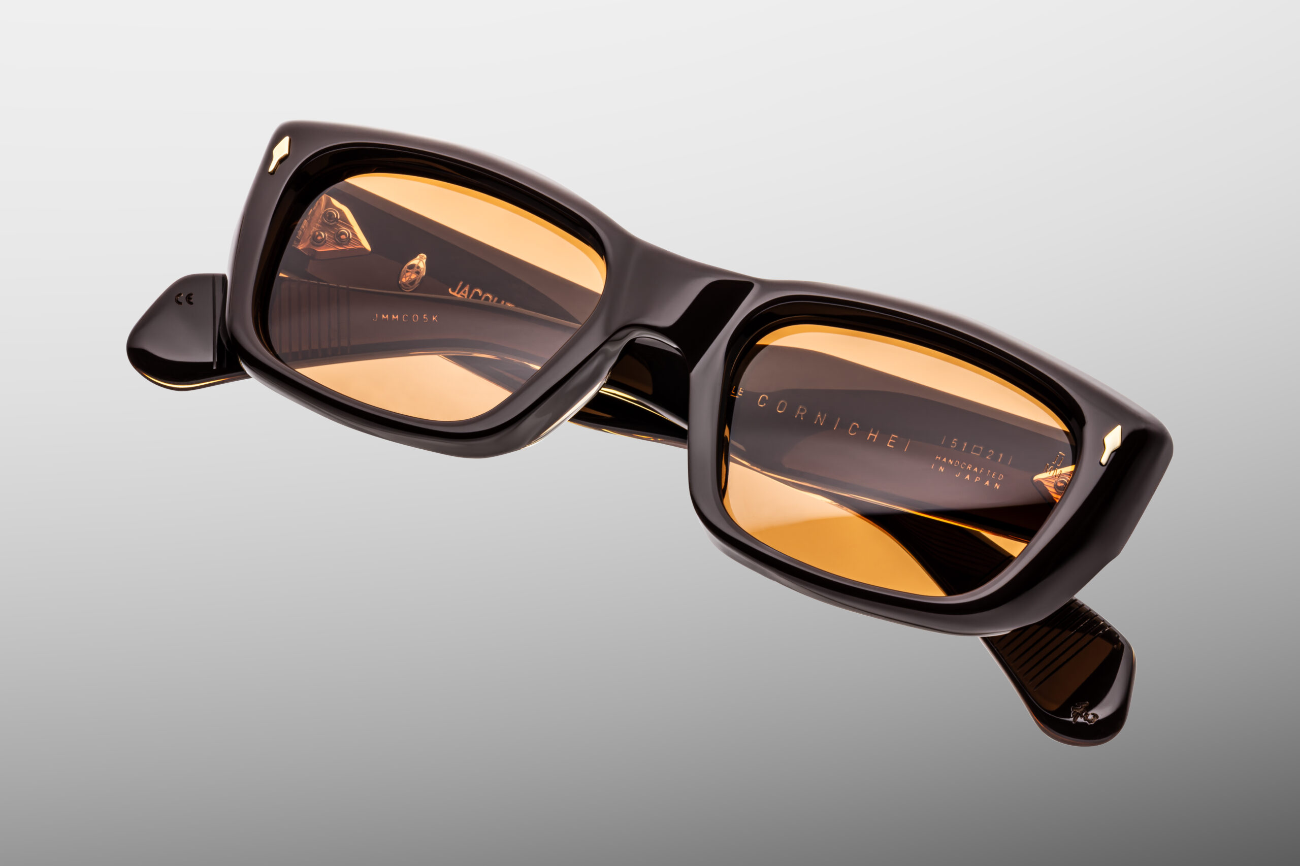 Sunglasses Model Corniche in Color Walnut with Orange lenses from Jacques Marie Mage