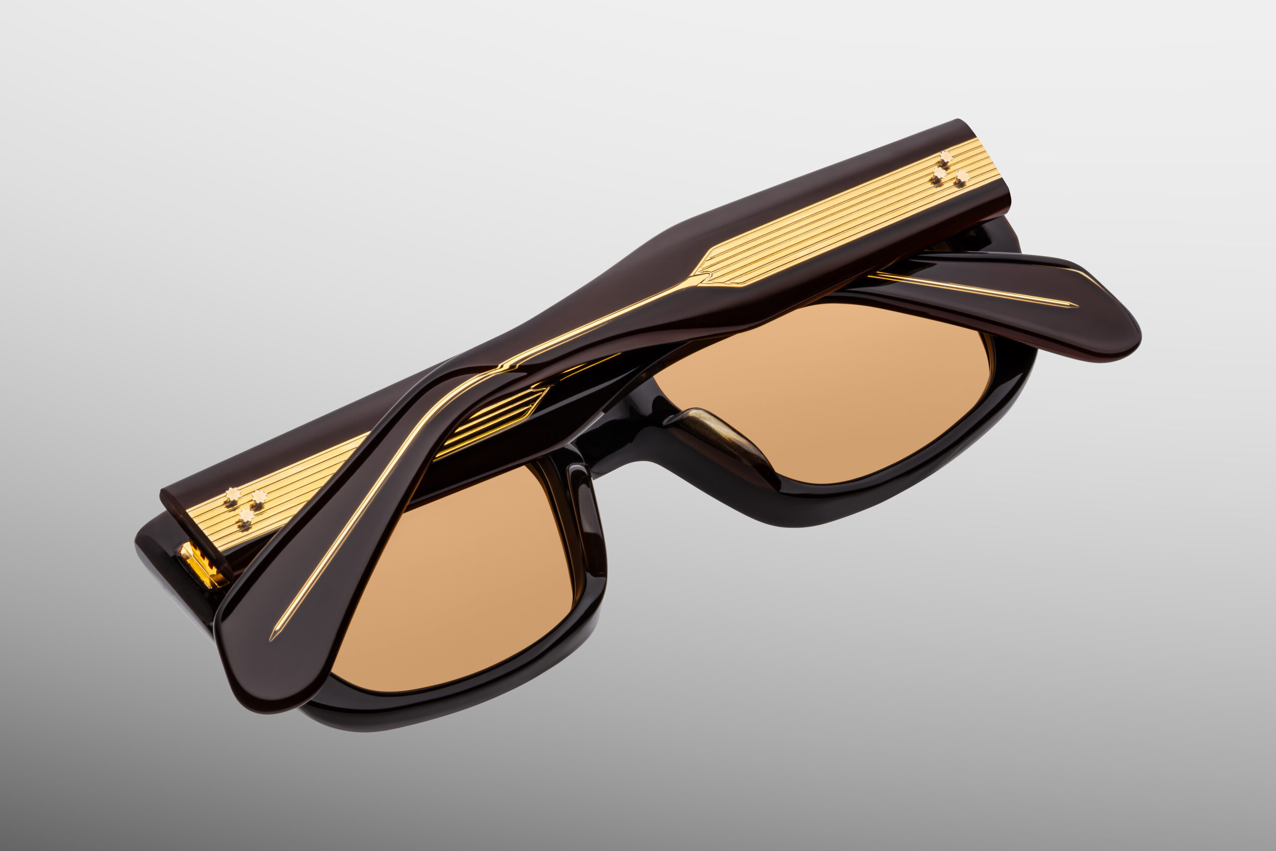 Sunglasses Model Corniche in Color Walnut with Orange lenses from Jacques Marie Mage