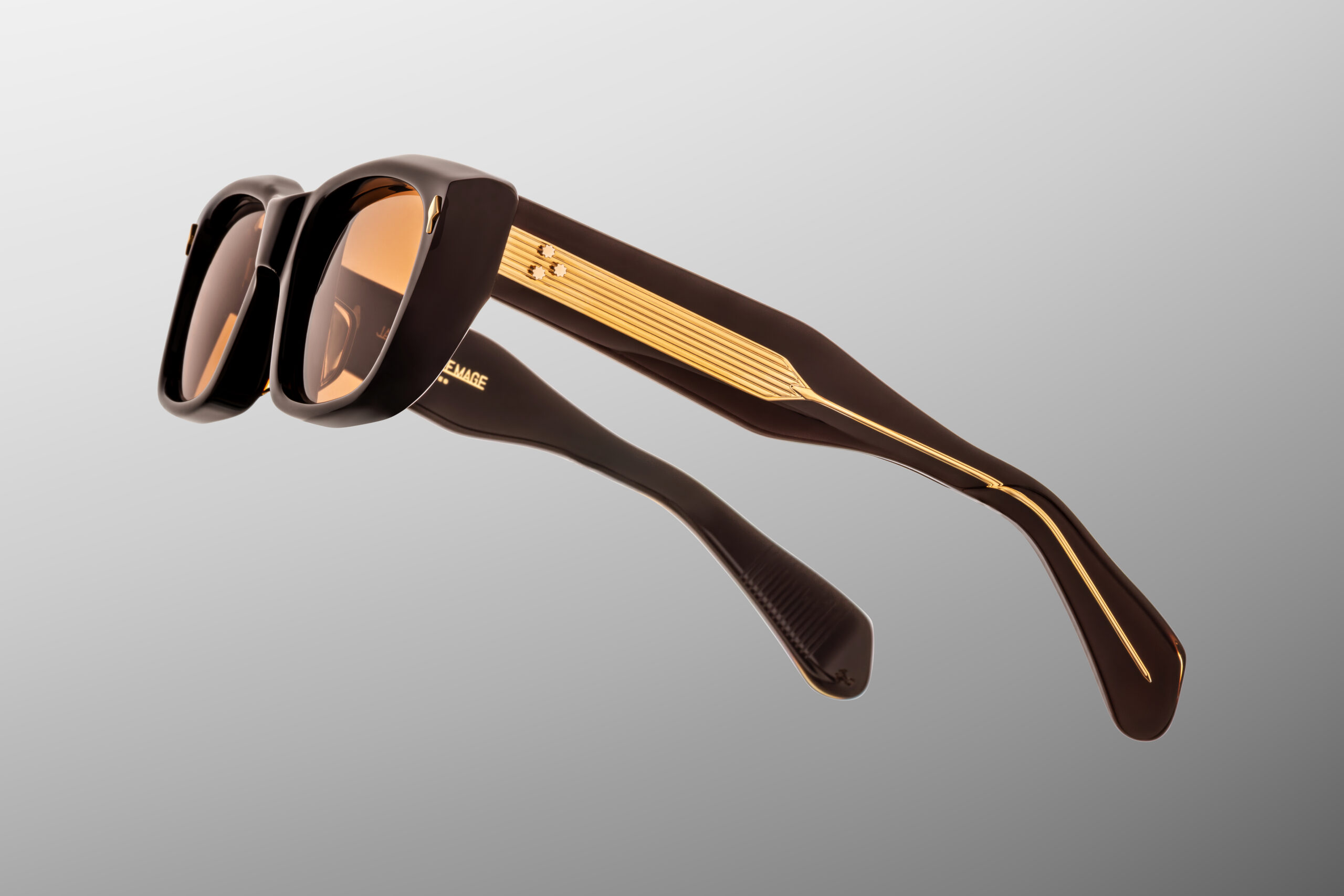 Sunglasses Model Corniche in Color Walnut with Orange lenses from Jacques Marie Mage