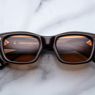 Sunglasses Model Corniche in Color Walnut with Orange lenses from Jacques Marie Mage