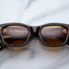 Sunglasses Model Corniche in Color Walnut with Orange lenses from Jacques Marie Mage