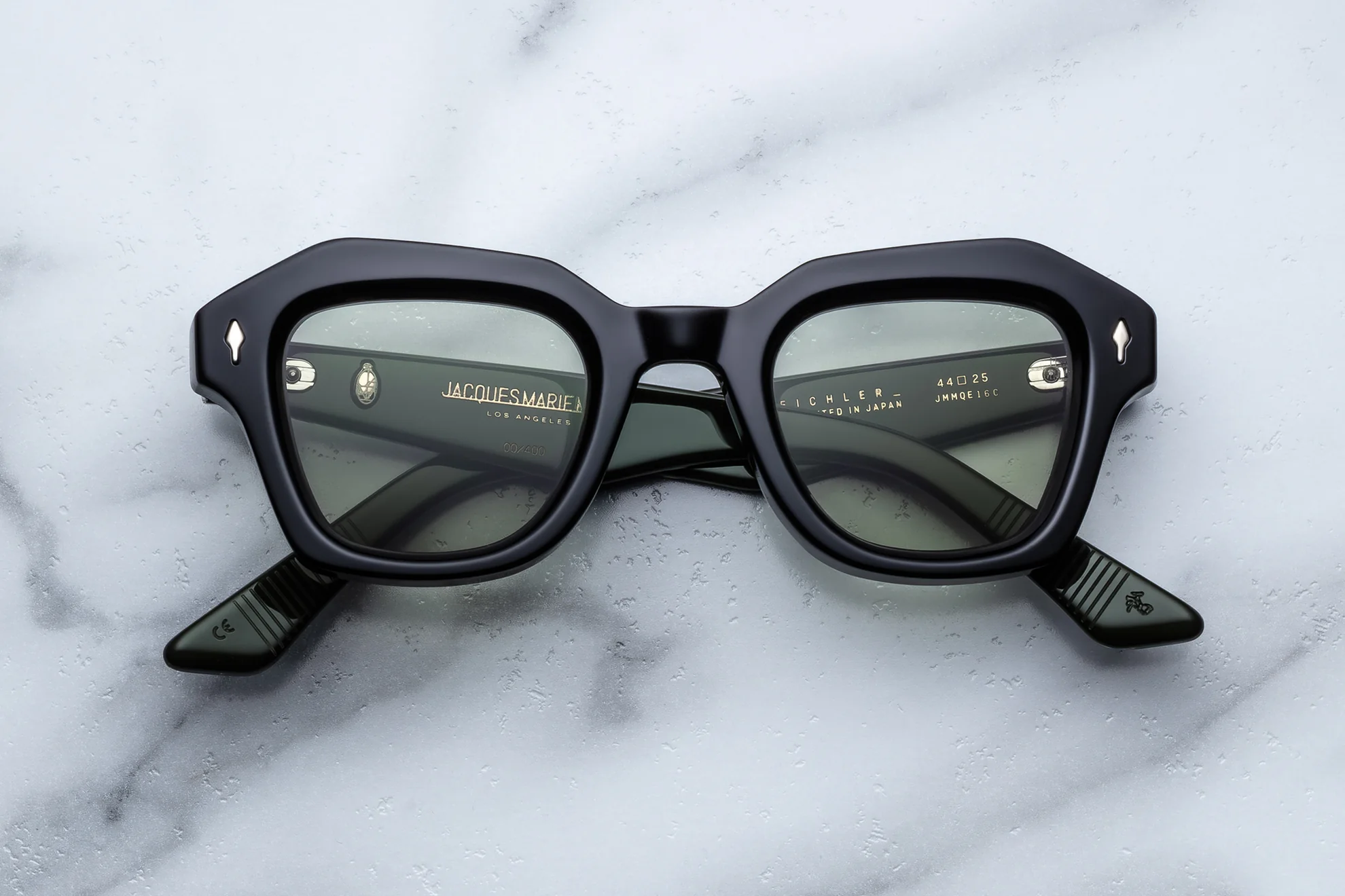 Sunglasses Model Eichler in Color Cobra with Light Bottle Green lenses by Jacques Marie Mage