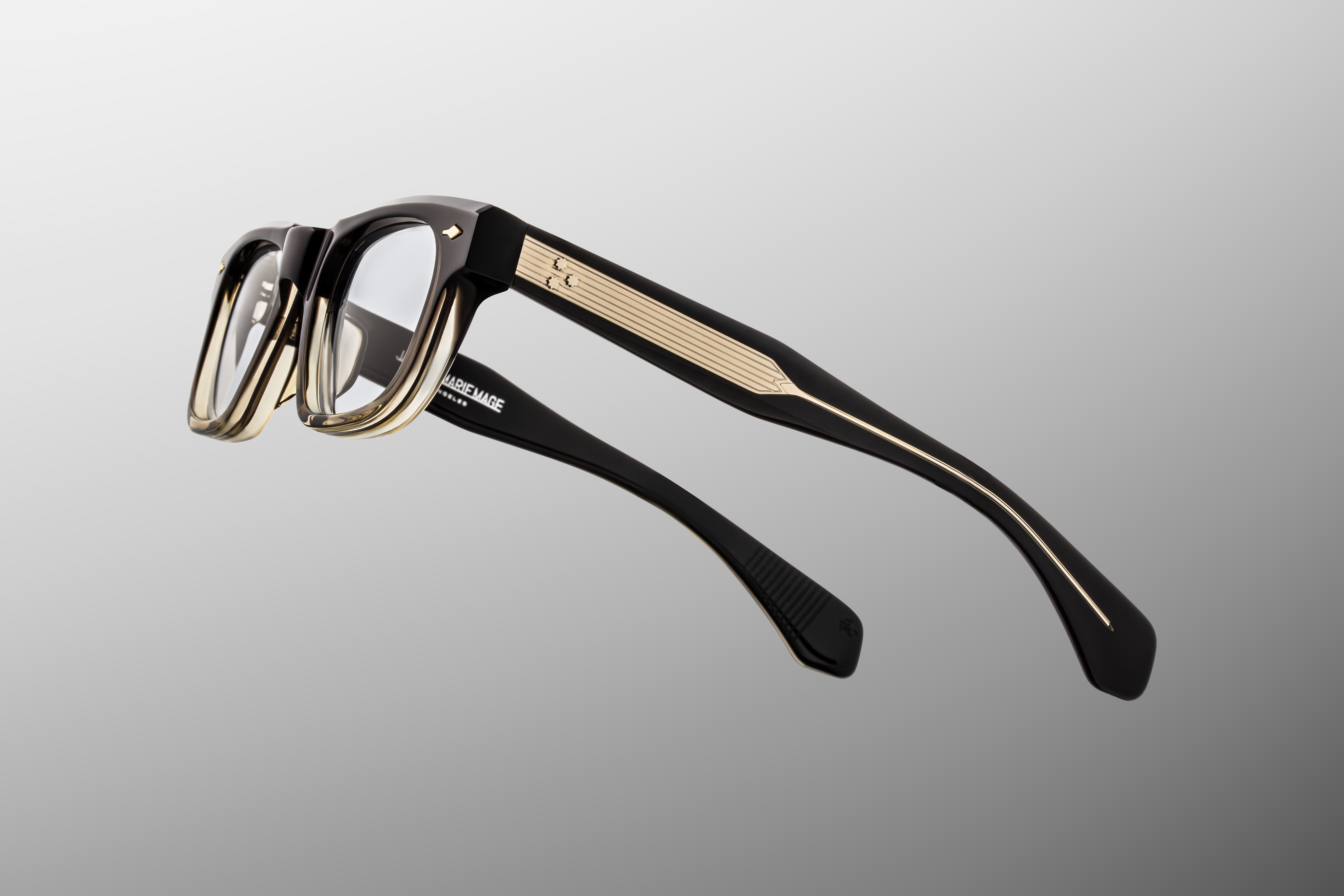 Optical frame model Shibusawa in color Black Fade with Superlight Brown lenses from Jacques Marie Mage