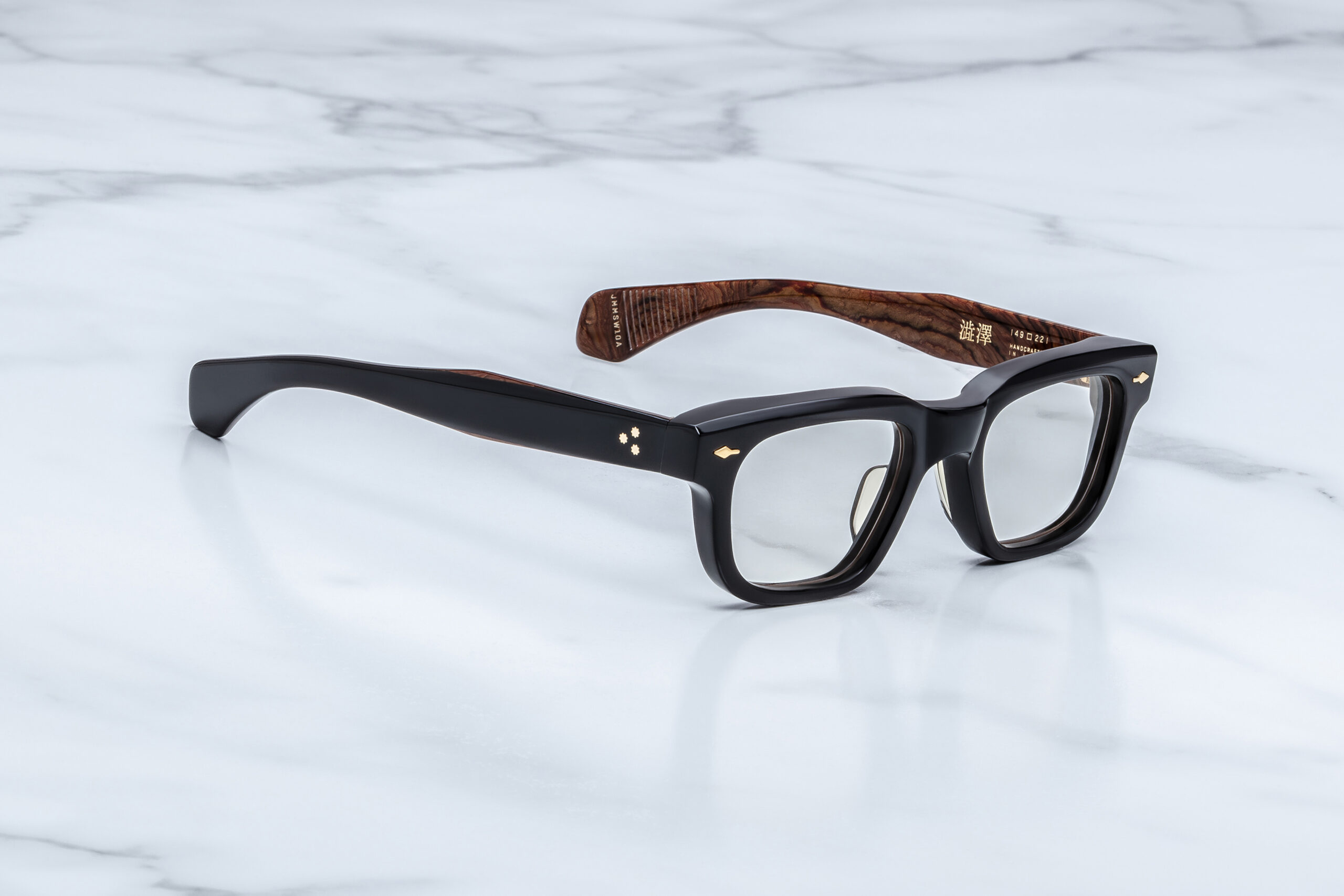 Optical frame model Shibusawa in color Noir X with Superlight Brown lenses from Jacques Marie Mage