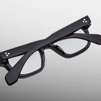 Optical frame model Shibusawa in color Noir X with Superlight Brown lenses from Jacques Marie Mage