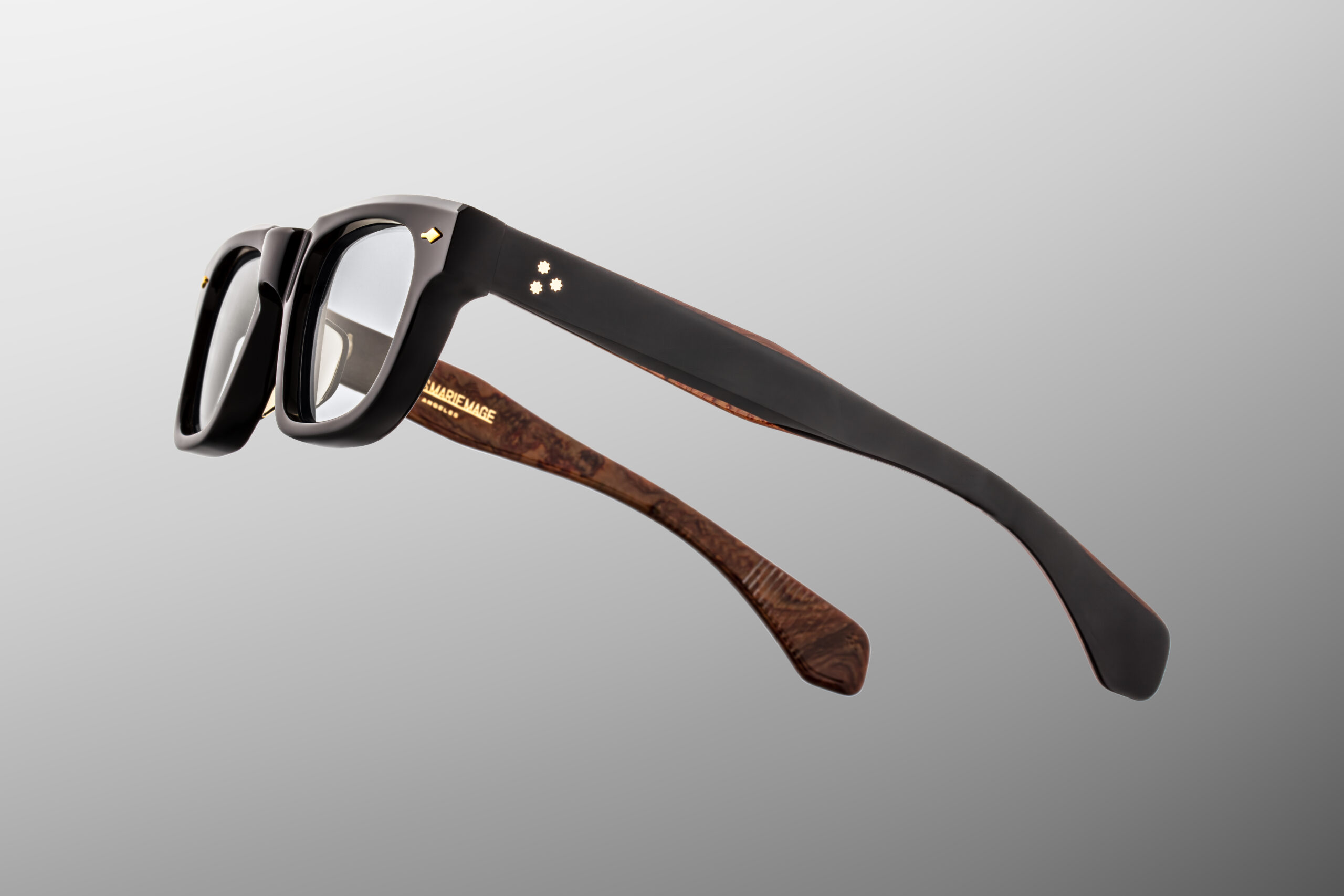 Optical frame model Shibusawa in color Noir X with Superlight Brown lenses from Jacques Marie Mage