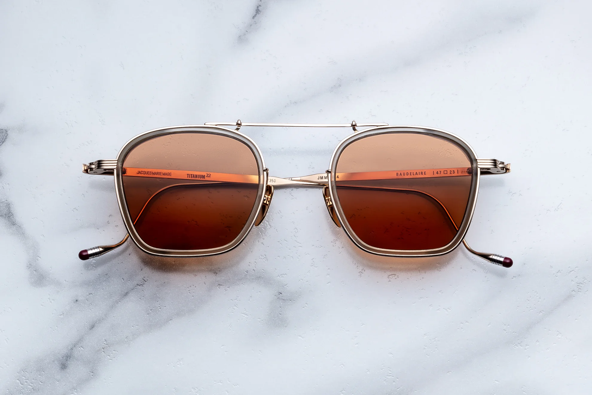 Sunglasses Model Baudelaire in Color Darjeeling with Orange lenses from Jacques Marie Mage