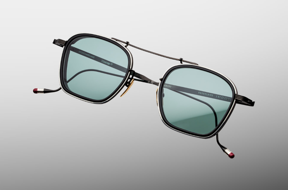 Sunglasses Model Baudelaire in Color Paon with Turquoise lenses from Jacques Marie Mage