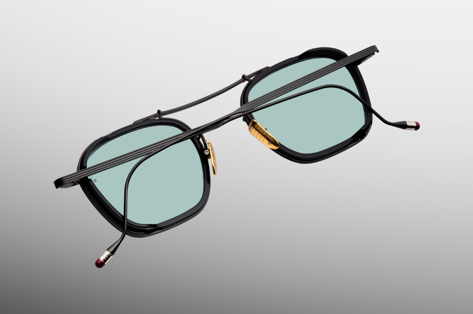 Sunglasses Model Baudelaire in Color Paon with Turquoise lenses from Jacques Marie Mage