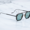 Sunglasses Model Baudelaire in Color Paon with Turquoise lenses from Jacques Marie Mage