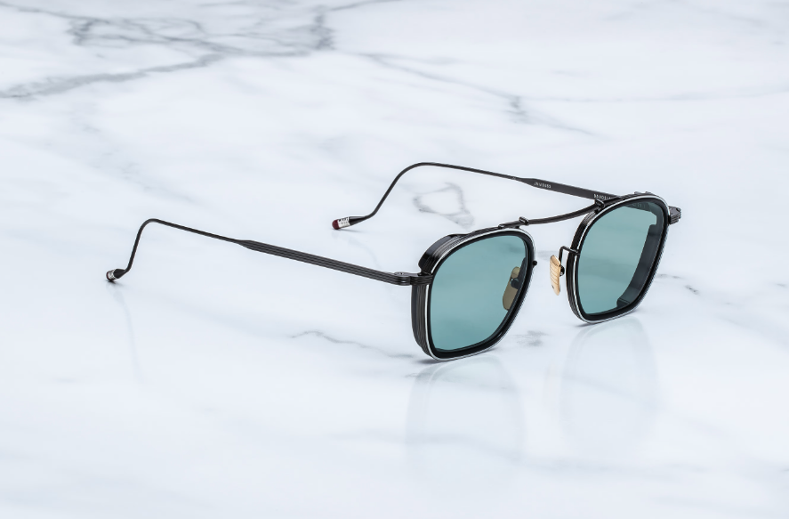 Sunglasses Model Baudelaire in Color Paon with Turquoise lenses from Jacques Marie Mage