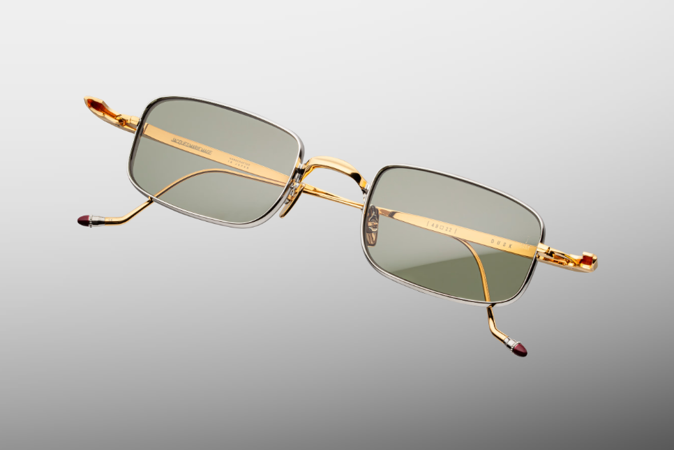 Sunglasses Model Dusk in Electrum with Light Bottle Green lenses from Jacques Marie Mage