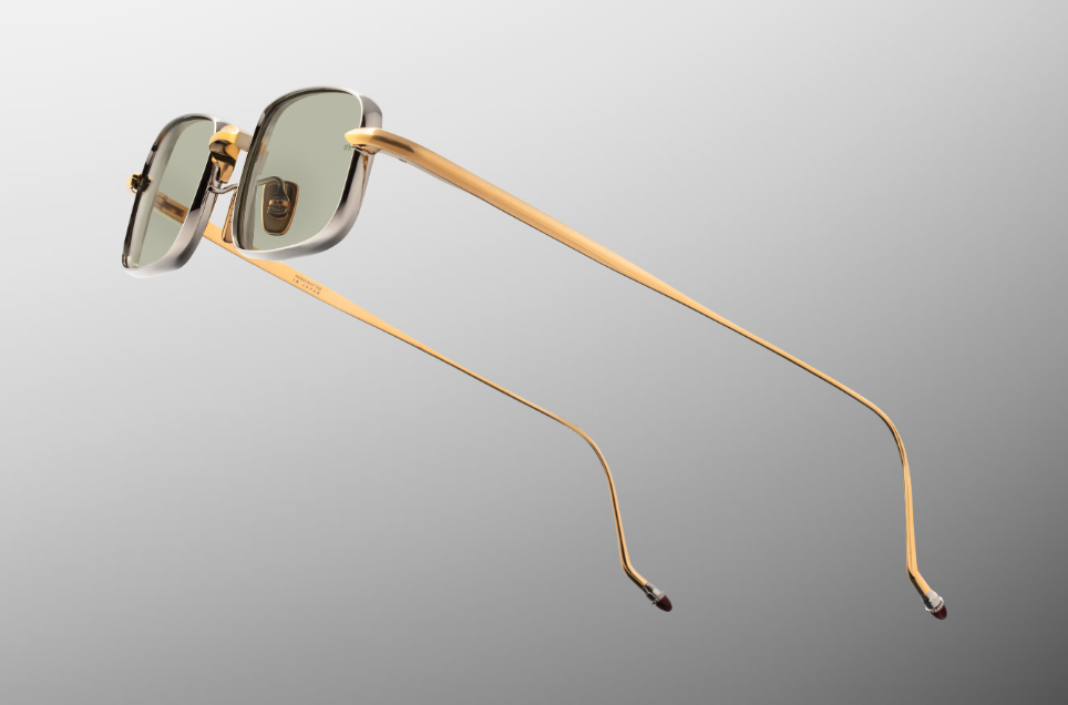 Sunglasses Model Dusk in Electrum with Light Bottle Green lenses from Jacques Marie Mage