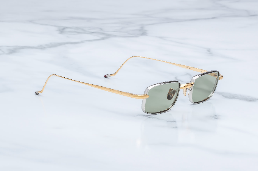 Sunglasses Model Dusk in Electrum with Light Bottle Green lenses from Jacques Marie Mage