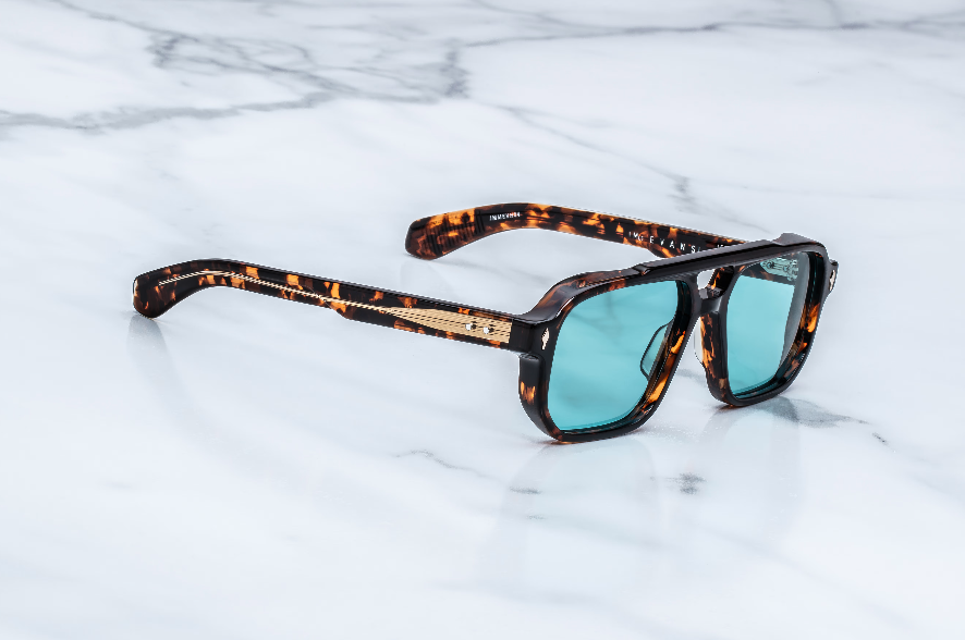 Sunglasses Model Evans in Color Aegen with Cyan lenses from Jacques Marie Mage