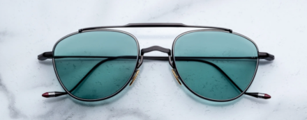 Sunglasses Model Flynn in Color Paon with Turquoise lenses from Jacques Marie Mage