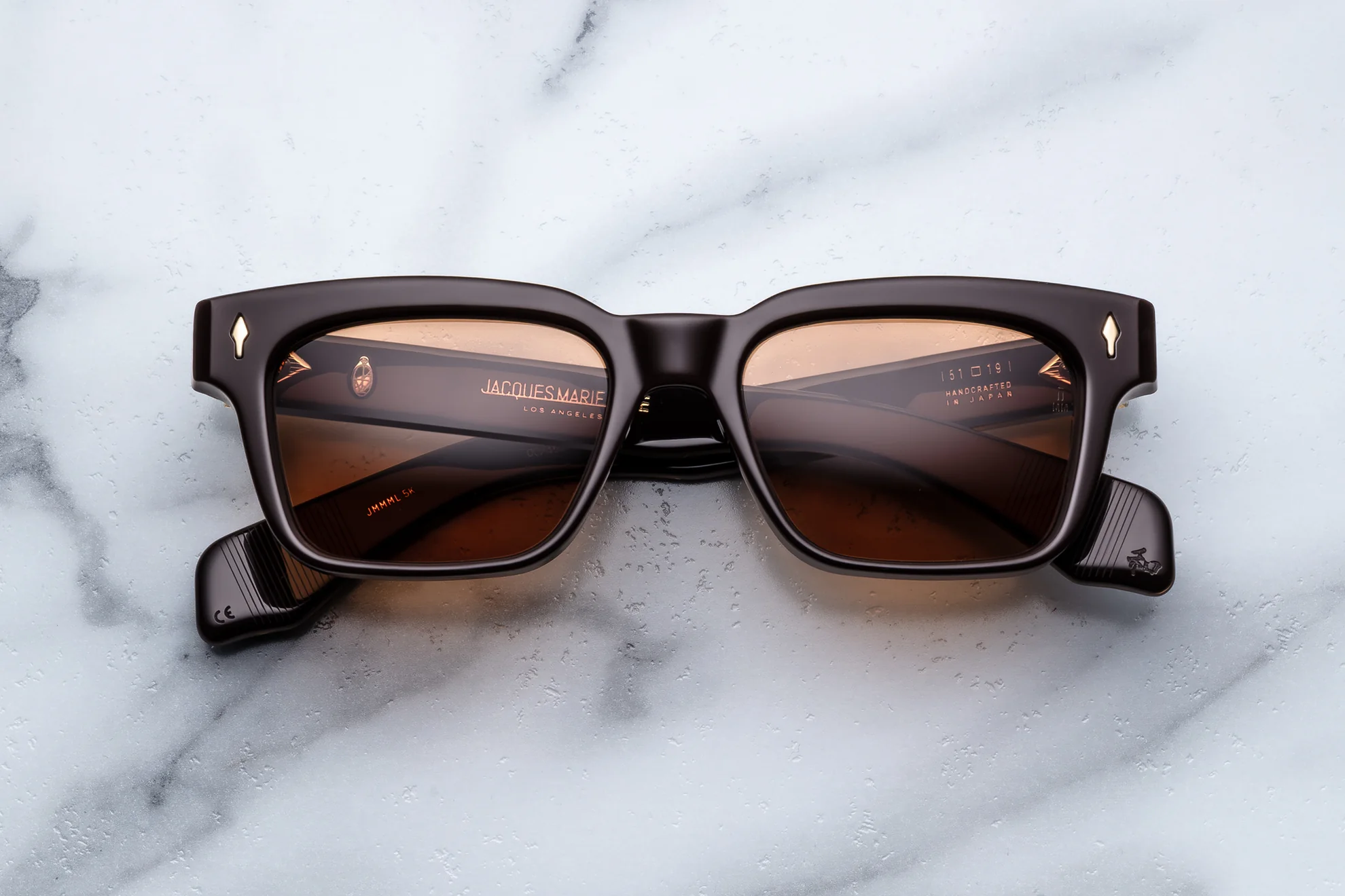 Sunglasses Model Molino in color Walnut with Orange lenses from Jacques Marie Mage