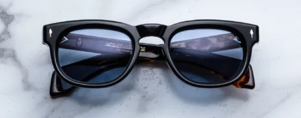 Sunglasses Model Pepper in Noir with Cerulean lenses from Jacques Marie Mage sunglasses collection