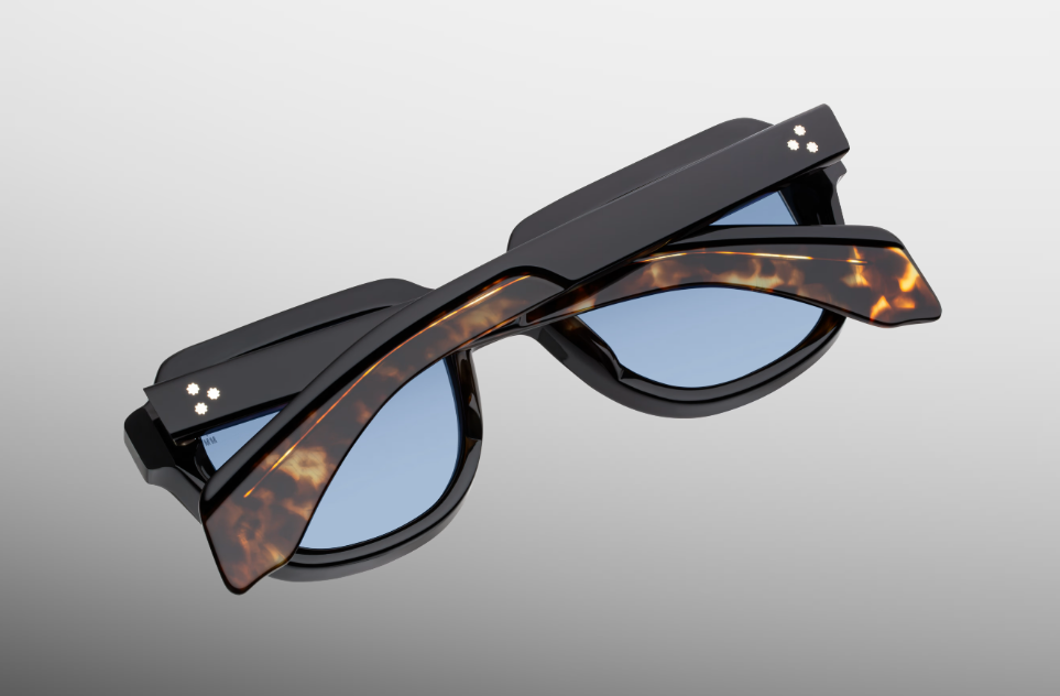 Sunglasses model Taos in Color Noir with Blue Cerulean lenses from Jacques Marie Mage